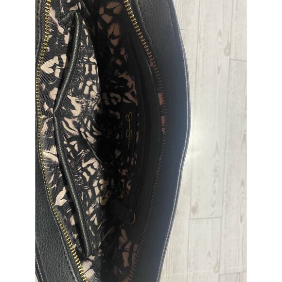 Jessica Simpson Black Chevron Studded Faux Leather Clutch Purse (No Strap) - Picture 2 of 6